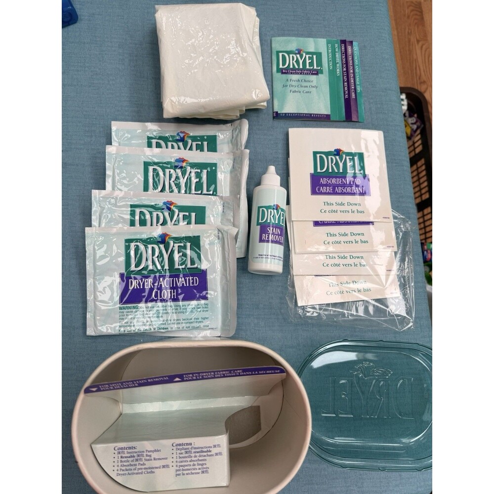 Vintage 1997 DRYEL Home Dry Cleaning Kit (4 Dryer Loads) Up to 16 Garments